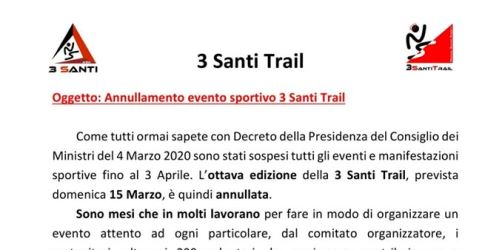 3 Santi Trail, gara annullata